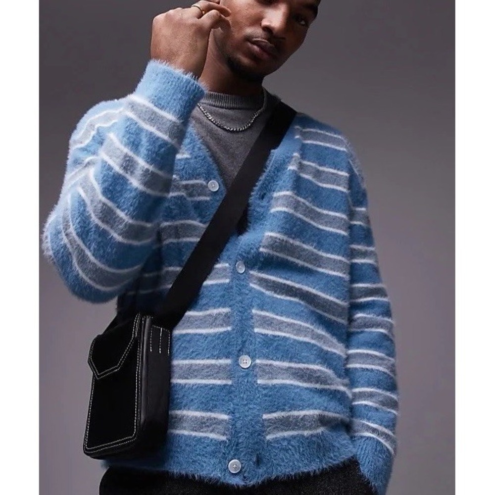 Topman Ombre Tan Knit Cardigan Sweater NWT Men's Size XL Button‎ Front gradient